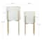 White &#x26; Gold Boho Embossed Metal Planters with Stands Set